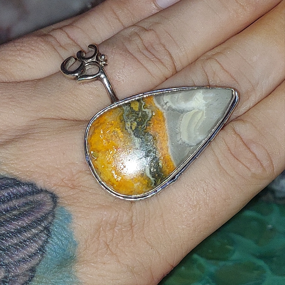 Bumblebee Jasper Teardrop Ring Size 8.5